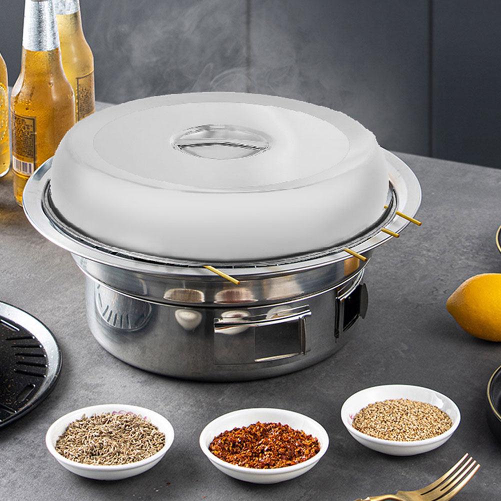 Stainless Steel Food Dome Cover with Ergonomic Handle for Cooking Grilling Serving Keeping Heat Oil Splash Prevention Household