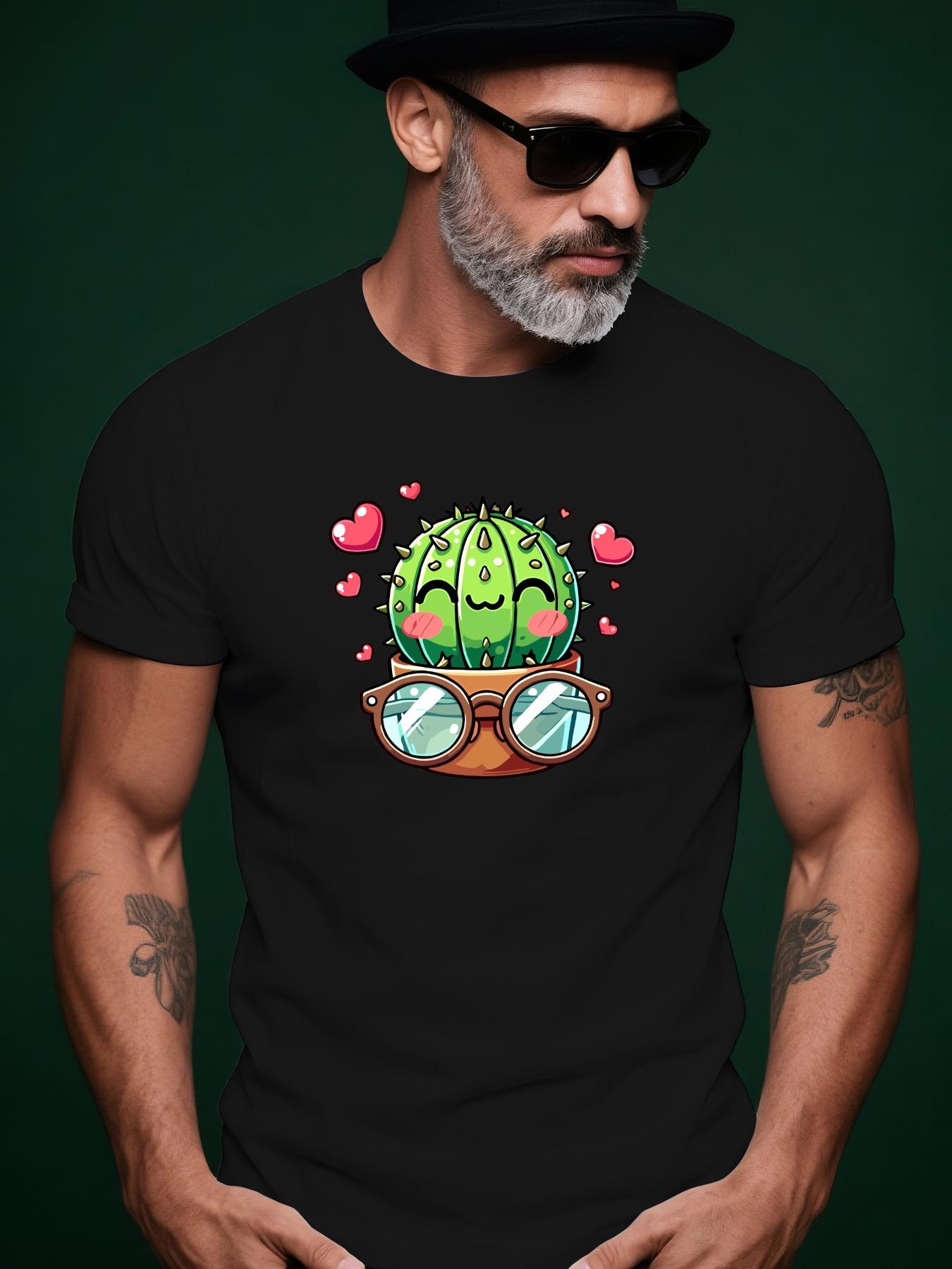 Summer Tshirt with Whimsical Cactus Fashion Glasses Desig... S