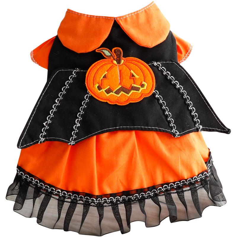 Pet Spring and Autumn Pumpkin Dress Cat Princess Dress Maid Dress Halloween Small Dog Pet Puppy Dog Dresses Christmas Clothes