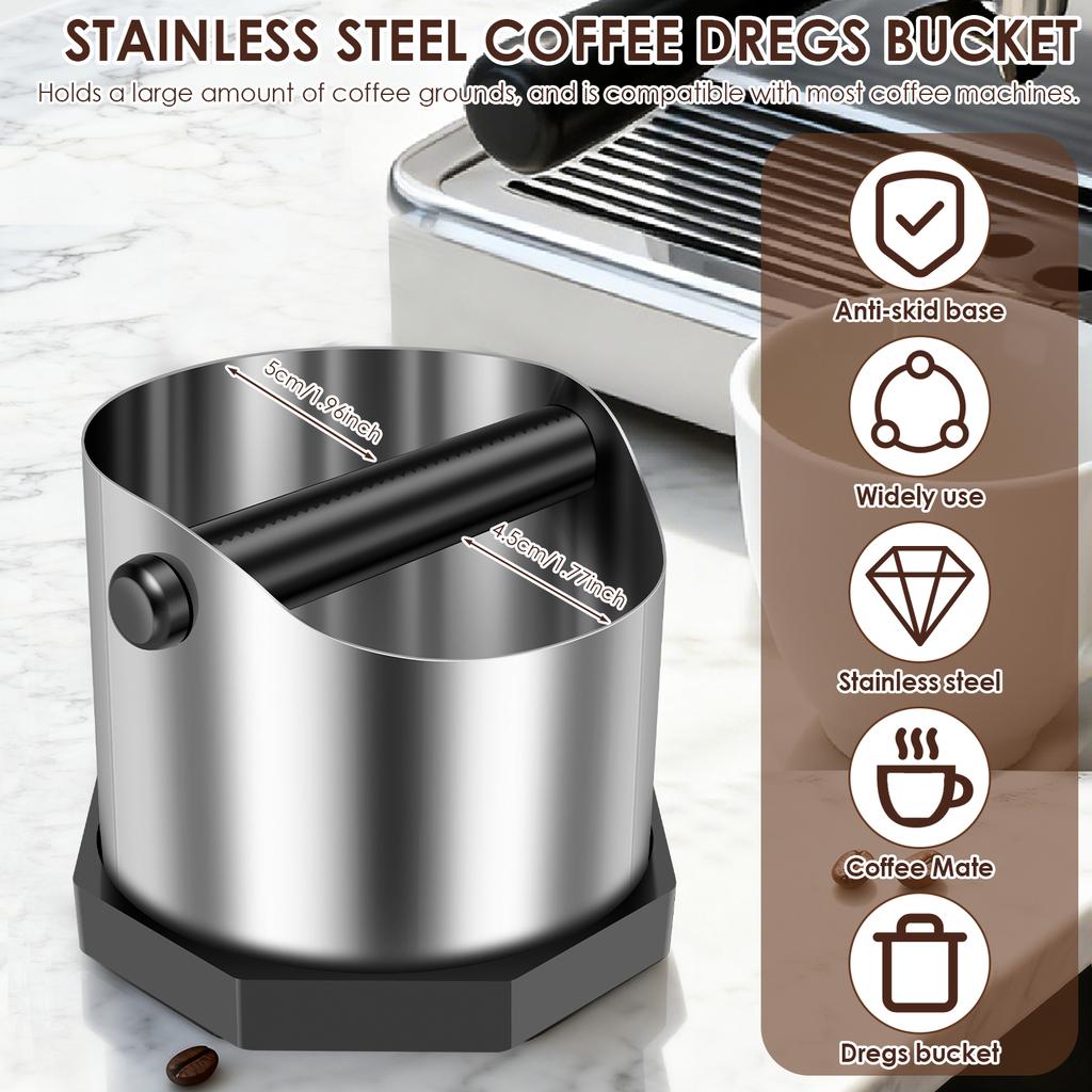 1Pc Coffee Knock Box 750 ML Stainless Steel Espresso Knock Boxes Non Slip Coffee Grounds Knocks Box for Cafe Kitchen Accessories