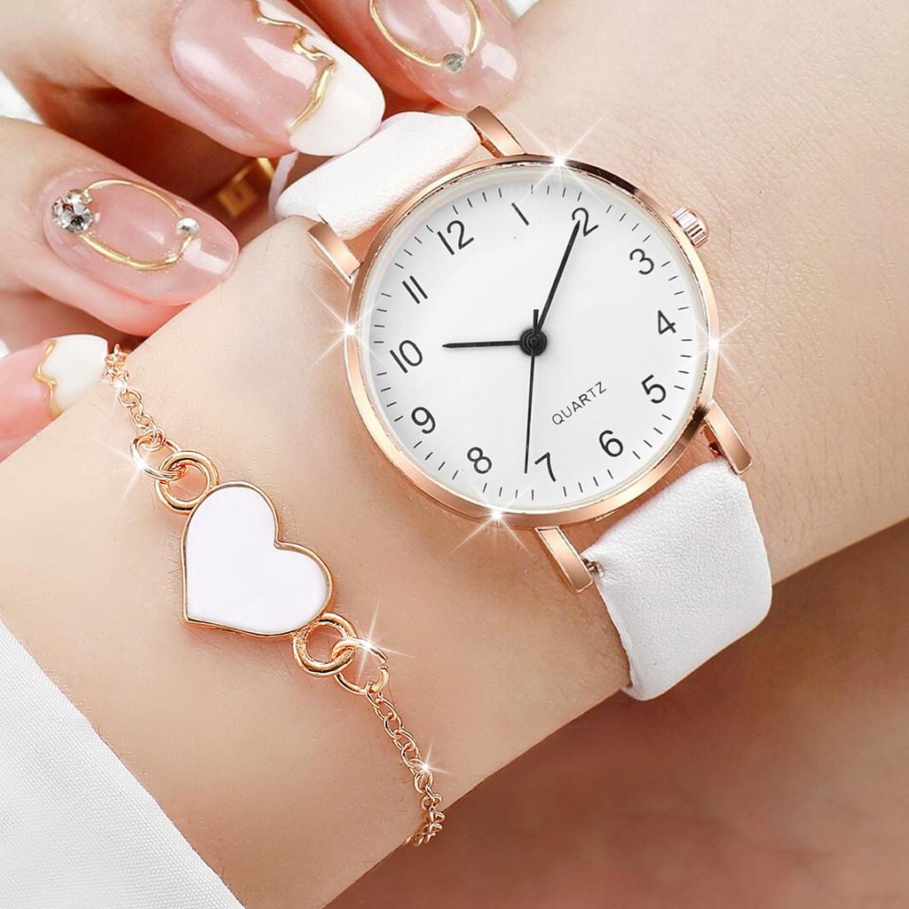 8pcs/set Fashion Women's Quartz Watch Set Simple Elegant Digital Dial Party Watch with Bracelet Set, Gift for Girlfriend