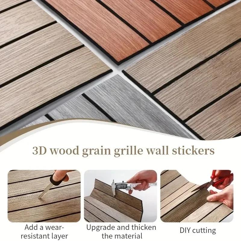 10Pcs Peel and Stick Wood Slat Wall Panels Decorative Wall Panels 12"x12" Self Adhesive Slat Acoustic Textured Panel Soundproof