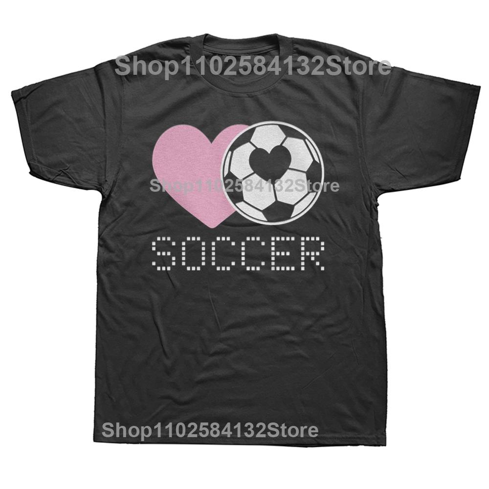 Vtipné Dívky Milují Srdce Fotbal Grafické Tričko Letní Grafické Bavlněné Streetwear Krátký Rukáv Dárek k Narozeninám Tričko Pánské Oblečení