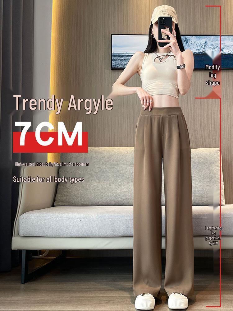 2026 Summer Women's High-Waist Korean Style Wide-Leg Slim Fit Cropped Suit Pants