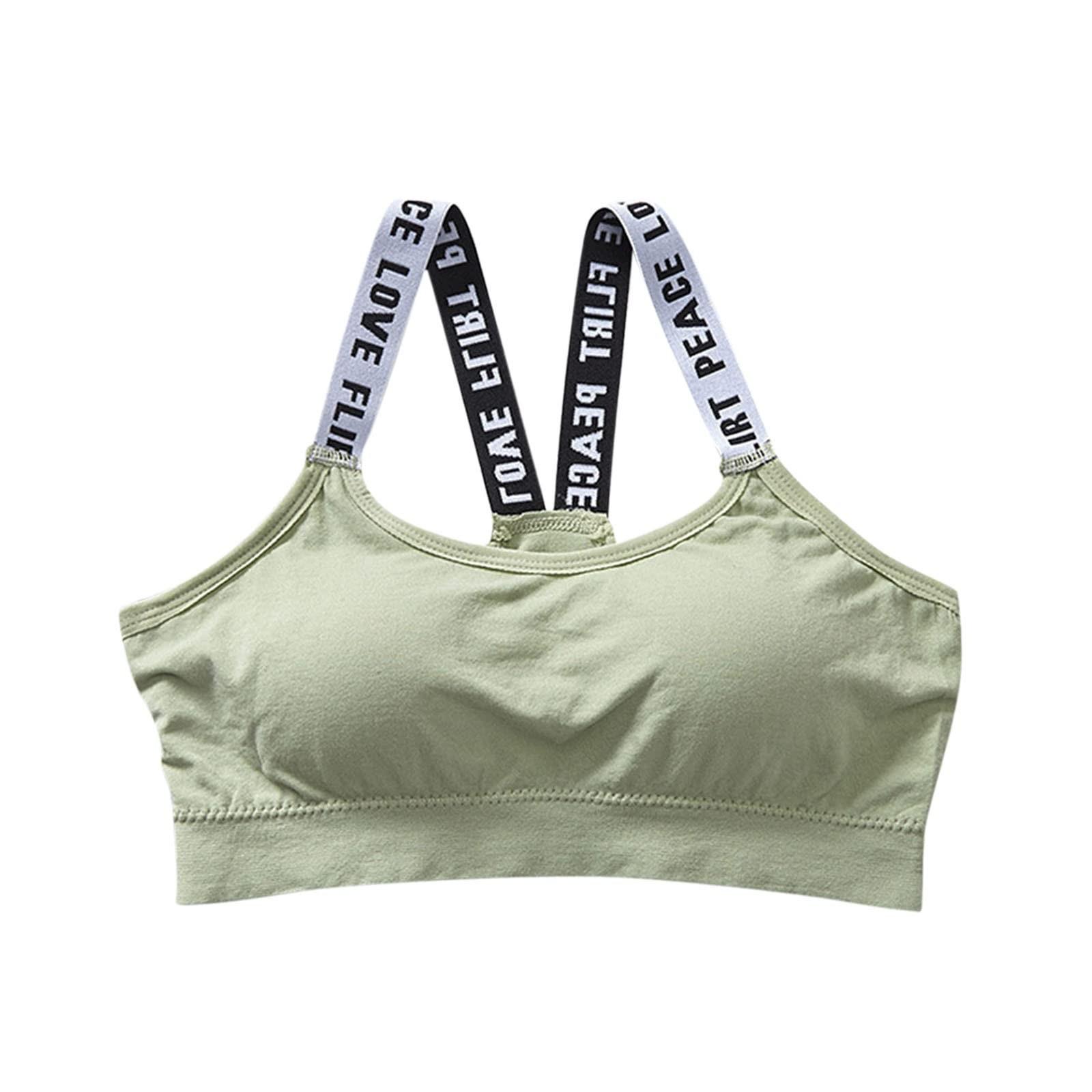 

Women s Solid Color Letter Strap Outdoor Sports Backless Tube Top Bra Comfortable Stretch Fabric Elastic Band Fitness Activewear One Size зелёный