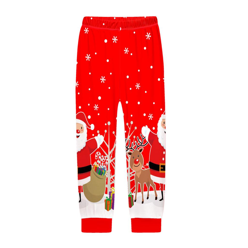 Kids Boys Girls Cartoon Santa Claus Christmas Tree Elk Print Long Sleeves T-Shirt Top Pants Trousers Clothes Set