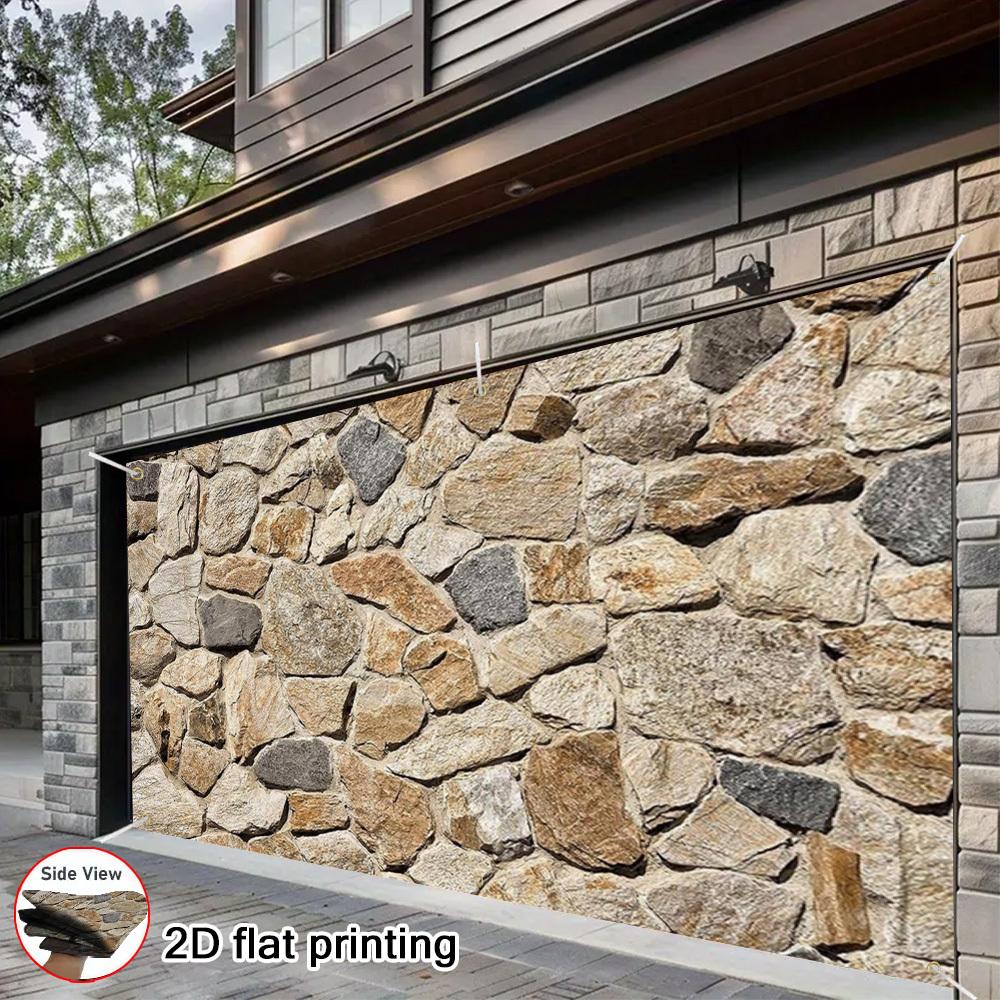 2D rovný design pozadí s kamennou zdí vhodný pro garážová vrata vhodný pro venkovní použití statek