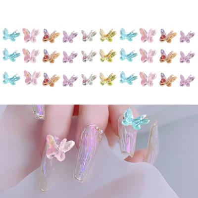 Yousheng 1 Bag Butterfly Nail Decor Exquisite Shape Vibrant Color Realistic Stunning Visual Effect Non-Fading 3D Butterfly Nail Art Ornament Manicure