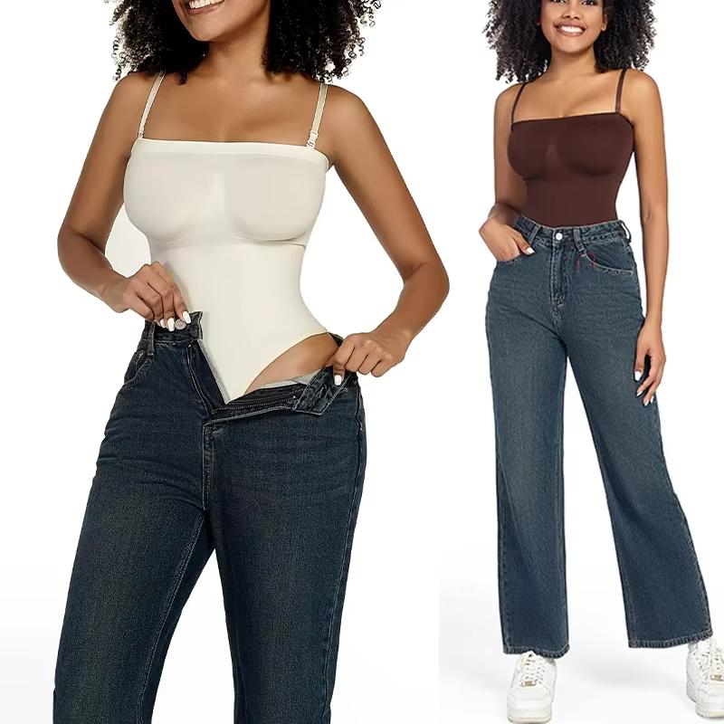 Schulterfreier Body Shapewear Damen Bauchkontrolle Taillentrainer Strings Body Shaper Schlankheitsunterwäsche Korsett Fajas Colombianas