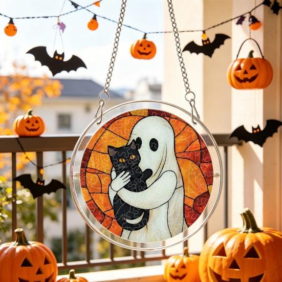 Halloween Acrylic Puzzle Suncatcher Window Hanging7.87 Inch Sun Catcher Window Decoration Ornament Ideal