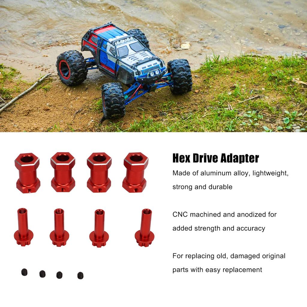 4 Pcs RC Wheel Hex Hub Aluminum Alloy Replacement 12mm Hex Hubs Extension Combiner for 1Celsius10 RC Climbing Car