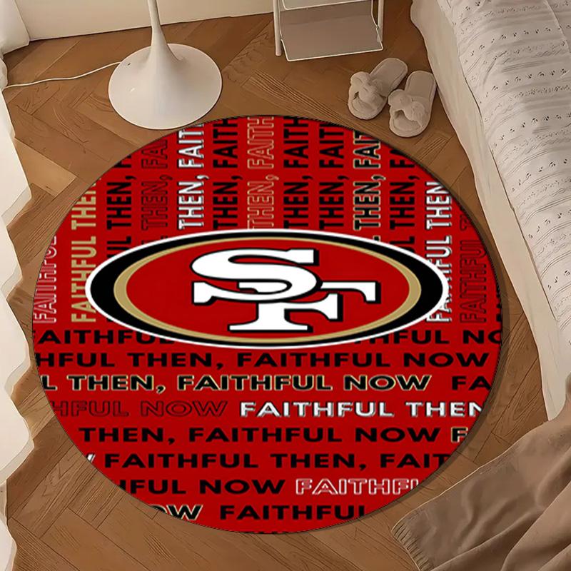 Treues 49ers Football Runder Teppich, Rutschfester Kreis Teppich Stuhlmatte Für Wohnzimmer, Schlafzimmer, Fußmatte Heimdeko Geschenk Weihnachtsgeschenke