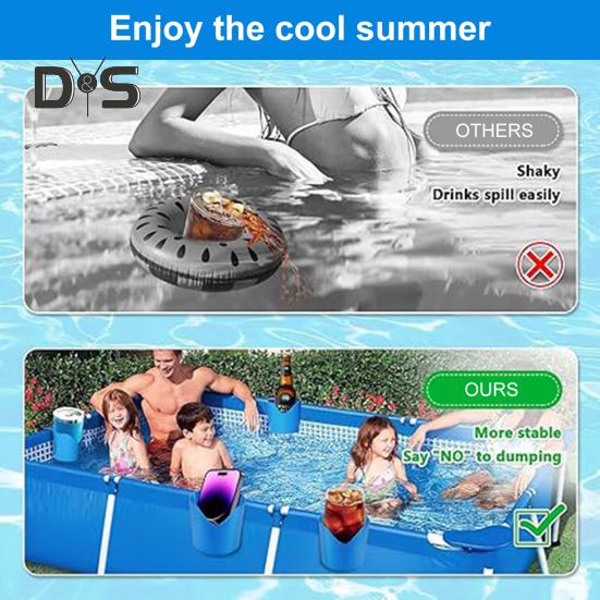 1/2/3/4/5Pcs Poolside Cup Holder Lightweight Sturdy Flexible Handles Plastic Swimming Pool Drink Holder for Above-Ground Pools