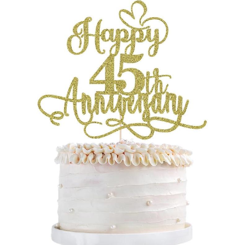 Black Gold Happy 50th Anniversary Cake Toppers- 50 Wedding Anniversary Party Decoration Ideas,Birthday Cake Decorations,50th Anniversary