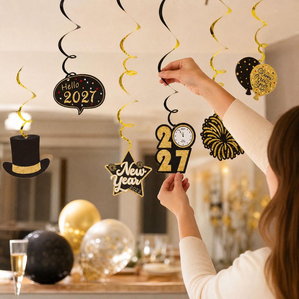 New Year's Eve Party Decorations Hanging Ornaments 6 Pack