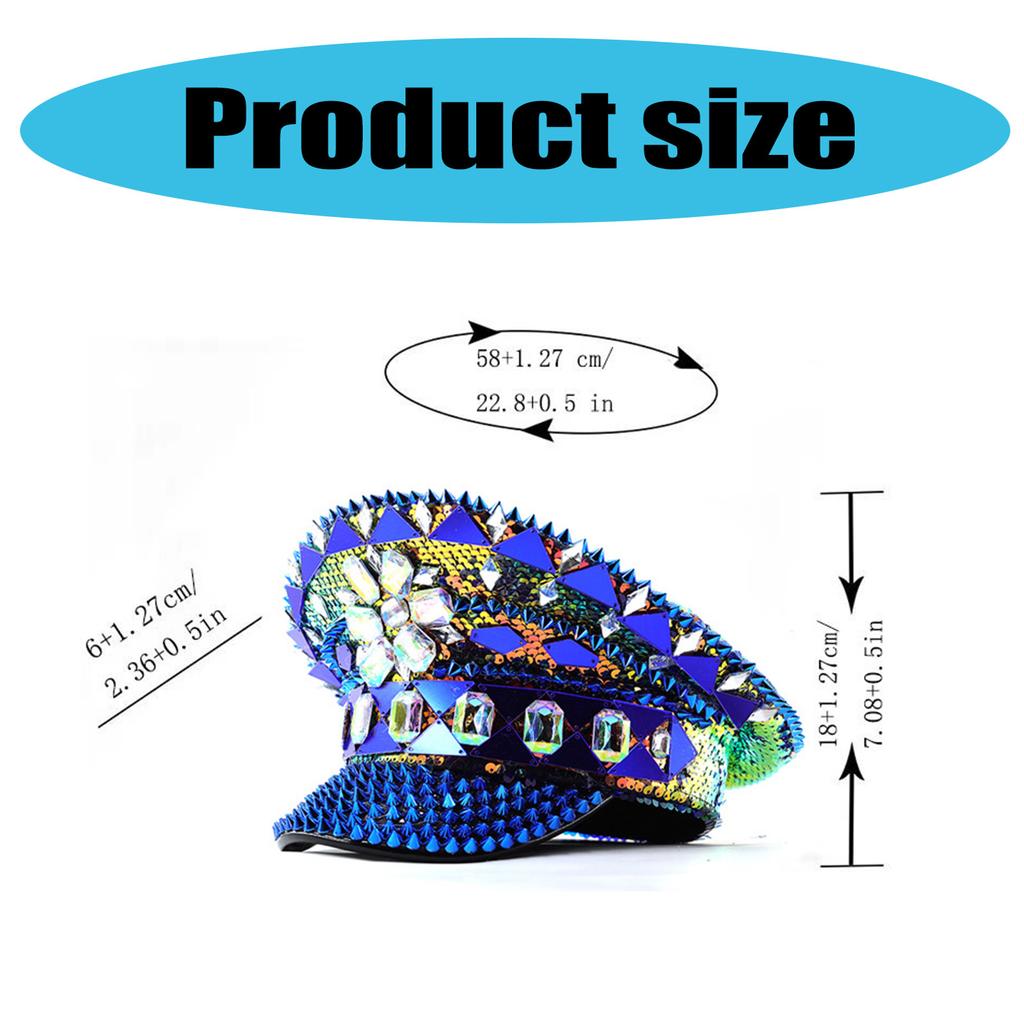 Durability Unisex Hat Sparkling Rhinestones Rivet Militaries Hat Comfortable Hat for Travel Photography Enthusiasts