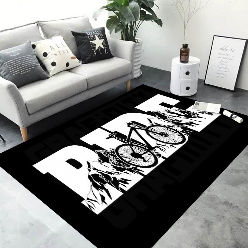 

MTB Downhill Bike Area Rug Cycling Graphic Floor Mat | Non-Slip Carpet for Bedroom Living Room Garage Biker Enthusiast Decor 40X60CM