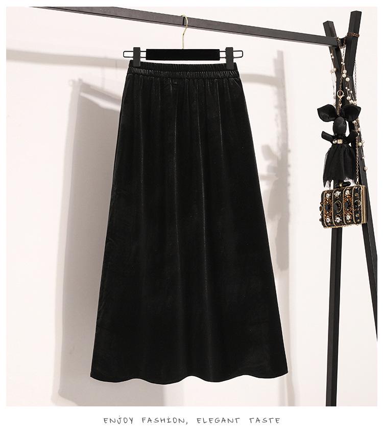 Plus Size Women's Autumn & Winter High-End Loose Top with Black Skirt Two-Piece Set