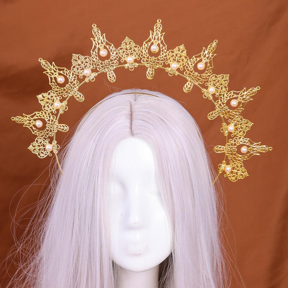 Vintage Halo Crown Baroque Baroque Tiara Headband Cosplay Crown Halloween Costume Cosplayers Style 3