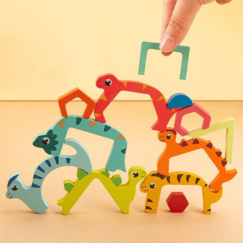 Wooden Dinosaur Geometry Puzzle For Kids Handeye Coordination Educational Toy