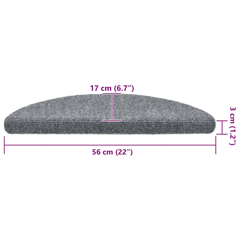 Self Adhesive Stair Treads 20 Pcs 56 X 17 X 3 Cm Light Grey Semi Round