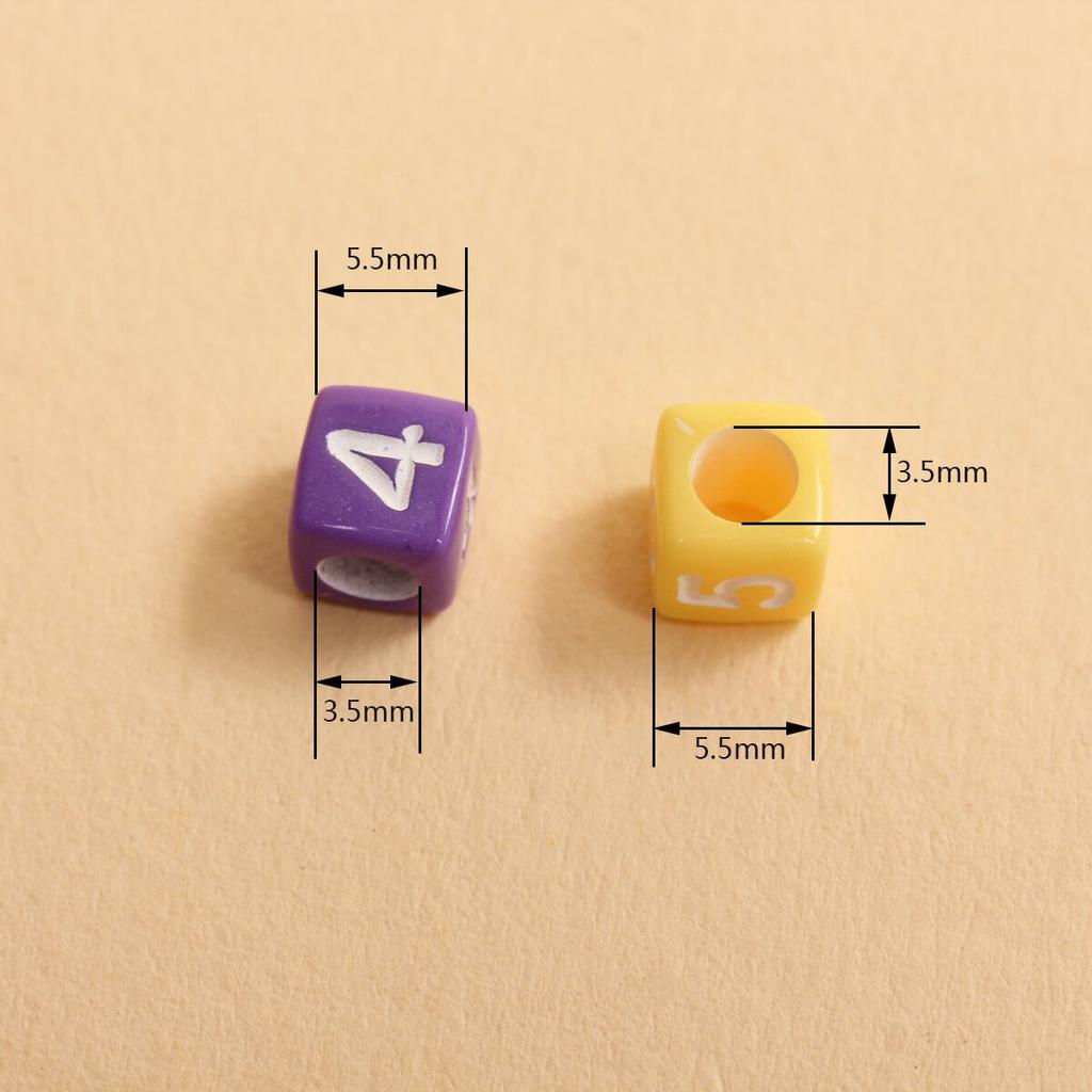80Pcs 5.5mm Acrylic 0-9 Colored Arabic Digital Beads Cube Beads DIY Jewelry Making Bracelet Necklace Keychain