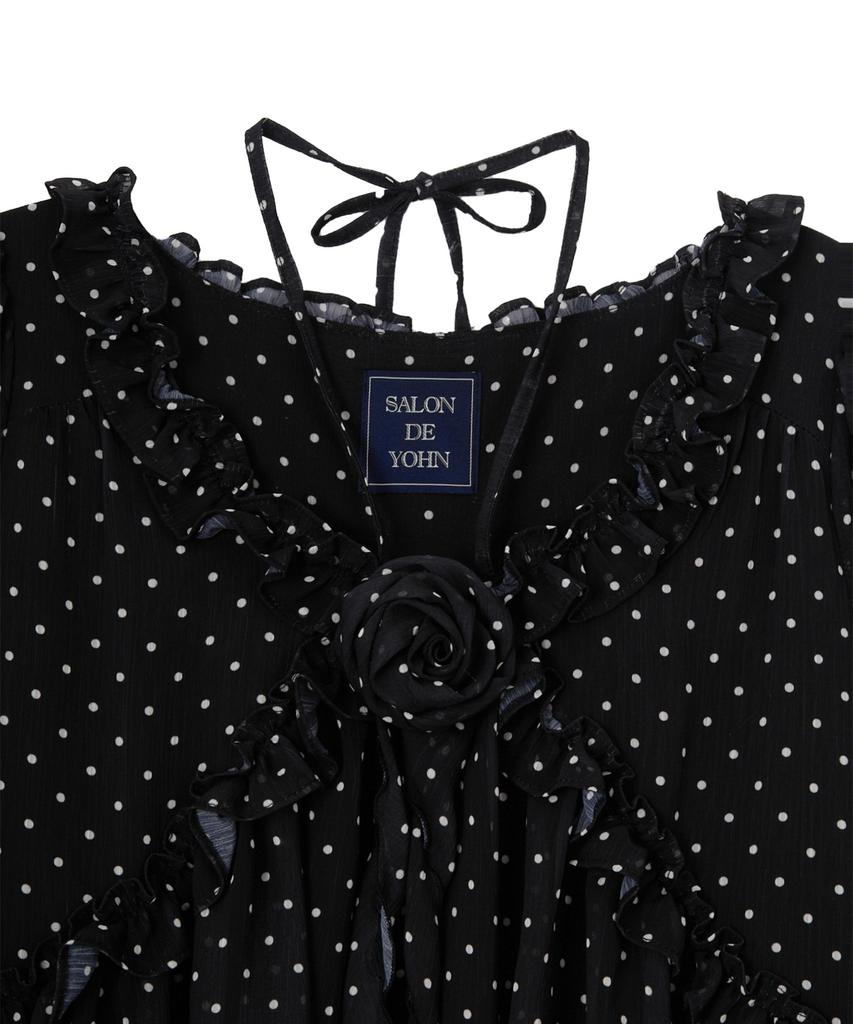 Salon De Yon Corsage Point Chiffon Dress_ Black