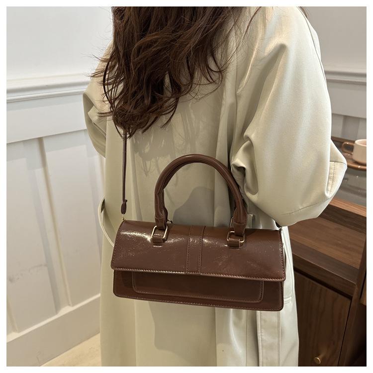 New Arrival Faux Leather Square Shoulder Bag Magnetic Closure Crossbody Handbag for Women