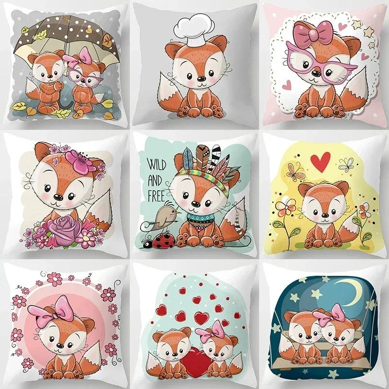 

Cartoon Fox Animal Print Cushion Pillowcase Decorative Pillowcase 40x40cm
