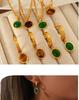18K Gold Tiger Eye Oval Necklace & Earrings Set - Elegant French Clavicle Jewelry for Women