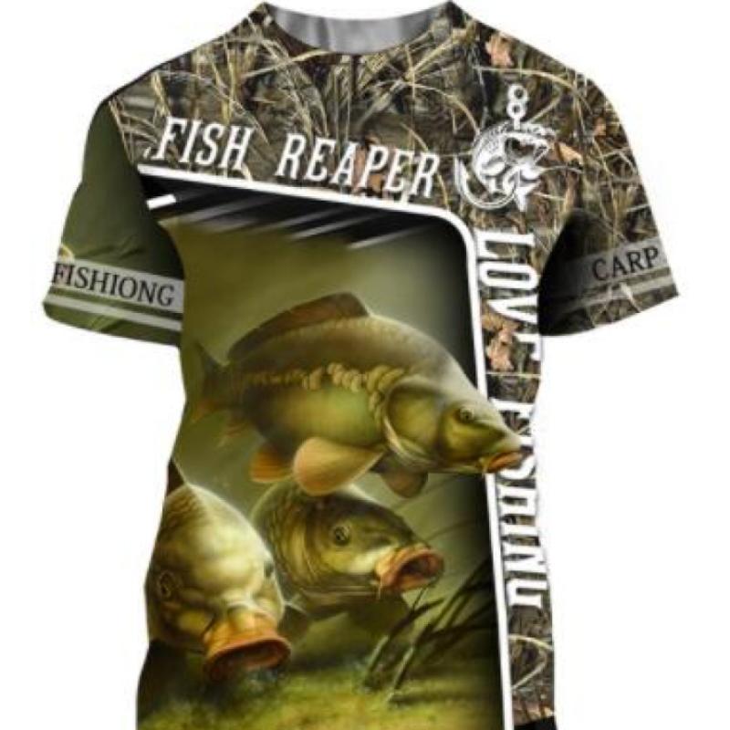 

Новая футболка для рыбалки, повседневная футболка с цифровым принтом рыбы и 3D принтом, мужская и женская футболка, летние топы с коротким рукавом и круглым вырезом, топы 100-6xl L