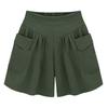 Women Shorts Elastic High Waist Wide Leg Casual Short Pants with Pockets Solid Color Loose Fit Casual