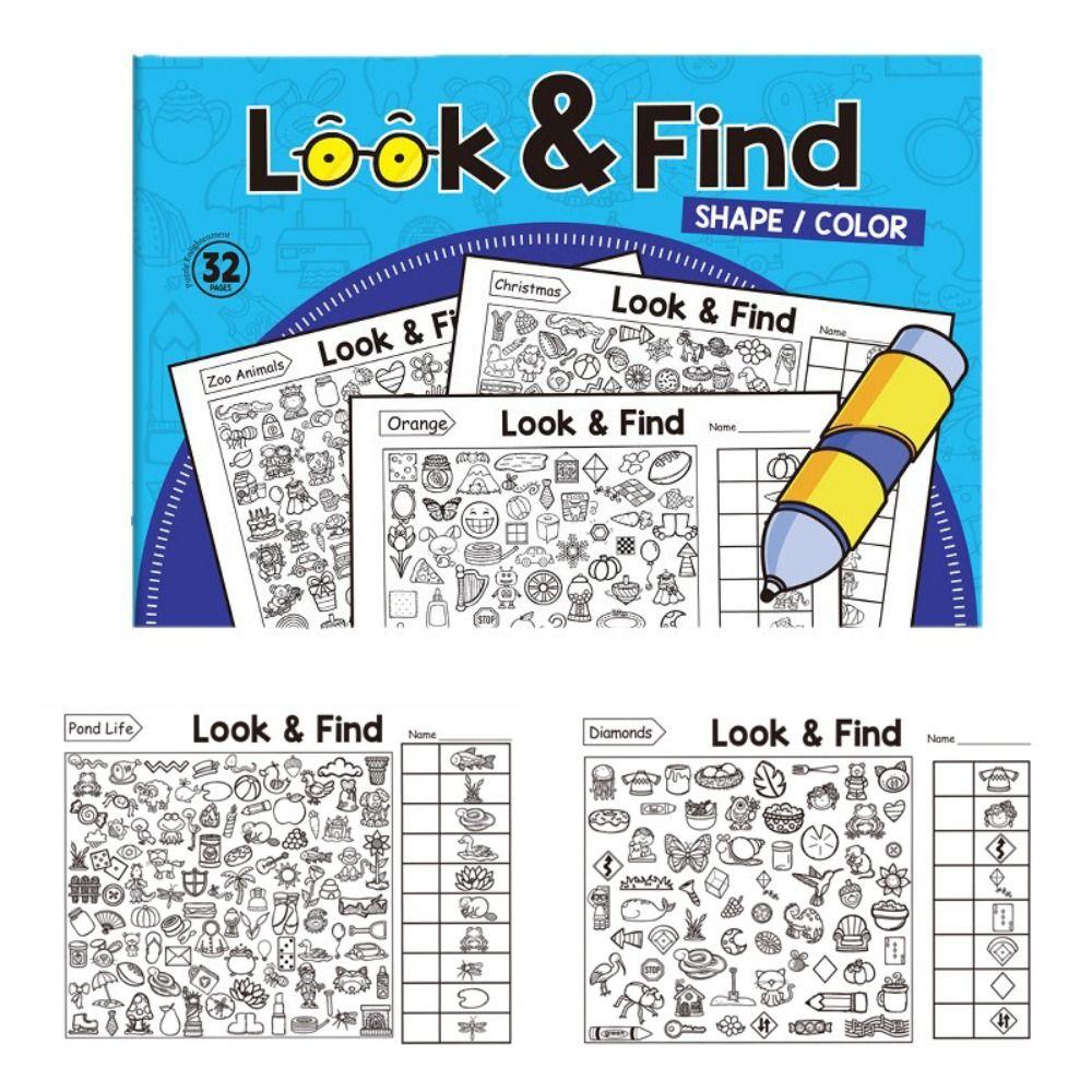 Look and Find Children's Search for Items Game Visual Perception Focus and Attention Fun Coloring Book 32 Pages