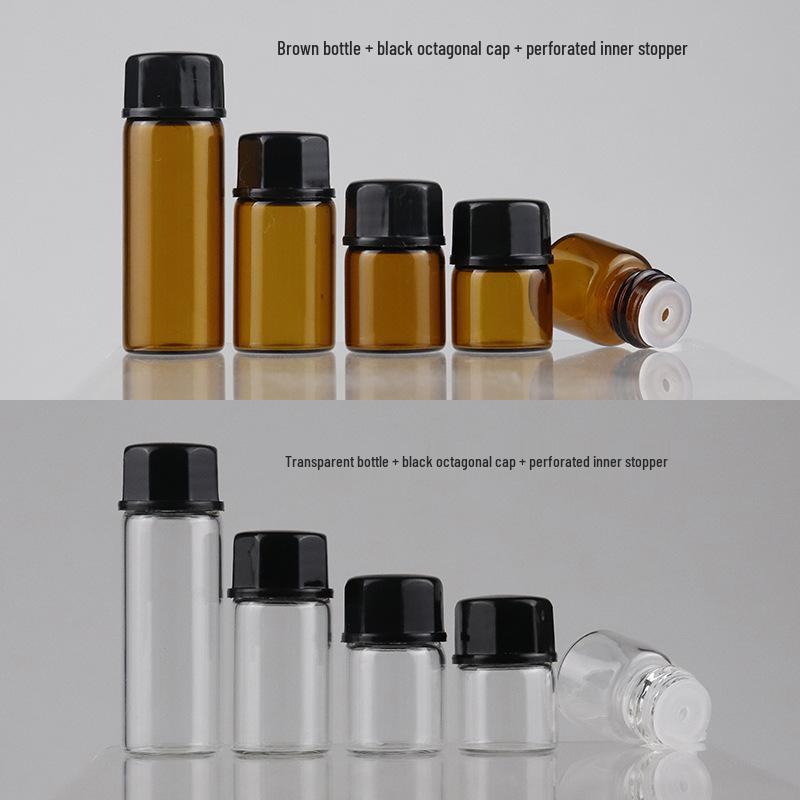 Brown Transparent Glass Screw Cap Bottles: 1ml, 2ml, 3ml, 5ml (Essential Oil & Perfume Sample Sizes)