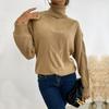 YYFS Women's Fashion Casual Solid Color Print Autumn Winter Long Sleeve High Neck Sweaters