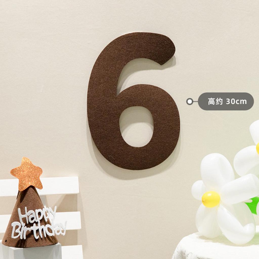 Brązowy Filcowy Baner Znak Happy Birthday Boho 1. 2. Urodziny Dekoracja Szurek Sznurek Wisząca Flaga Numer Dekor Dziecko Baby Shower