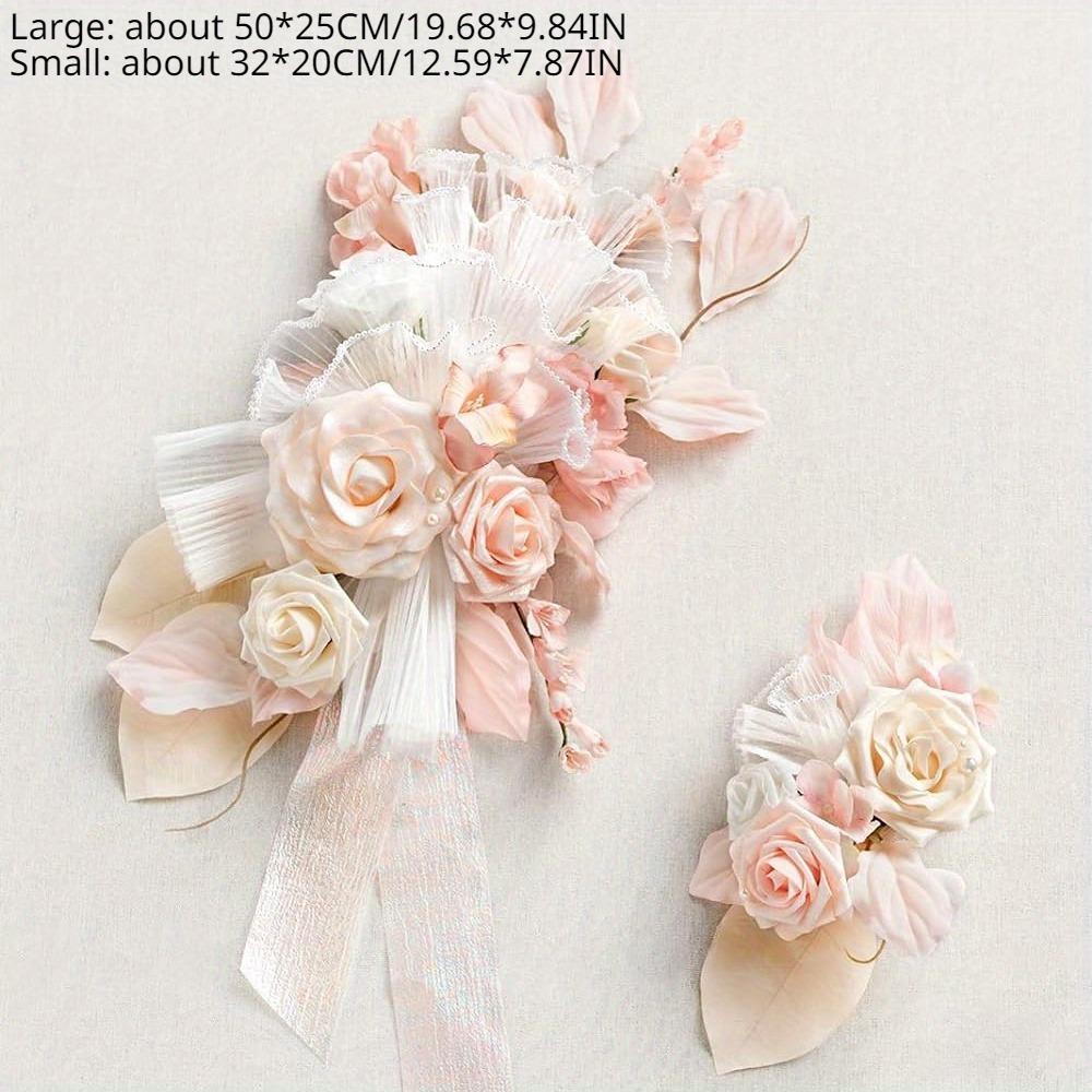 2 Pcs Wedding Sign Flower Swag Artificial Arch Backdrop Garland for Ceremony Party Entrance Welcome Easel Door Floral Wall Home Entryway Outdoor Decor