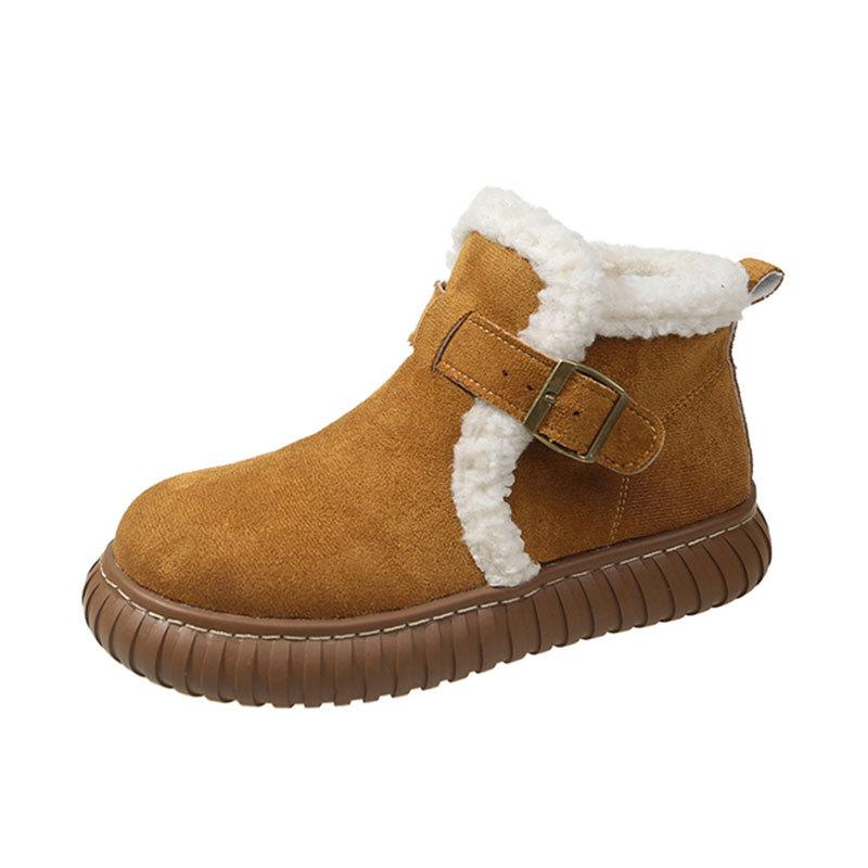 Fleece, thickened and ugly, cute non-slip bread cotton shoes, tide winter 2025 new Northeast thick-soled snow boots women's models