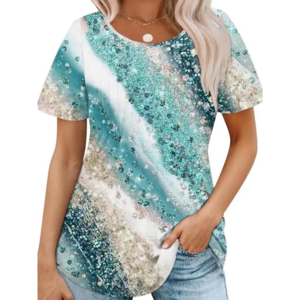 Summer Women T-shirt Creative Flower 3D Printed Short Sleeved T-shirt Fashionable Comfortable Soft Breathable Large Loose T-shirt