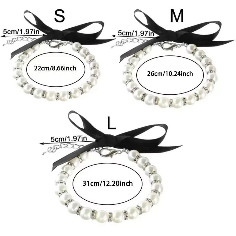Bling Cat Bead Collar Adjustable Pet Simulated Pearl Collar Fashionable Cat Princess Collars  Party