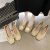 Fashion Fashion Leather Casual Ladies Footwear Flats Flat Apricot Women's Shoes Kawaii Cute Square Toe With Bow Shoe Young Wholesale