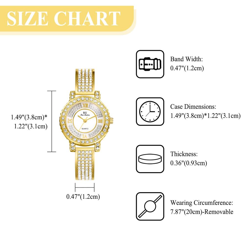 Sparkling Gold Diamond Cute and Stylish Roman Numeral Analog Display Waterproof Quartz Watch Gold Fashion Watch for Women Perfect Gift for Day Women's