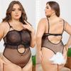 Plus Size MM Lace Bodysuit: Backless, Hollow Out, Transparent Lingerie Set 8439