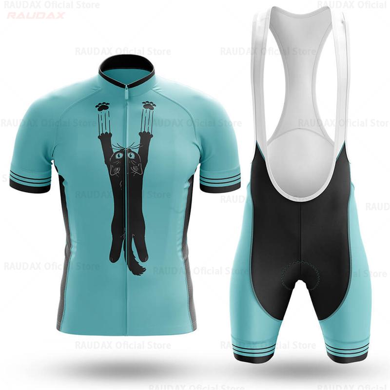 New Cat Pattern Cycling Clothing 2025 Summer Anti-UV Cycling Jersey Set Mountain Bike Sport Breathable Short Sleeve Cycling Sets