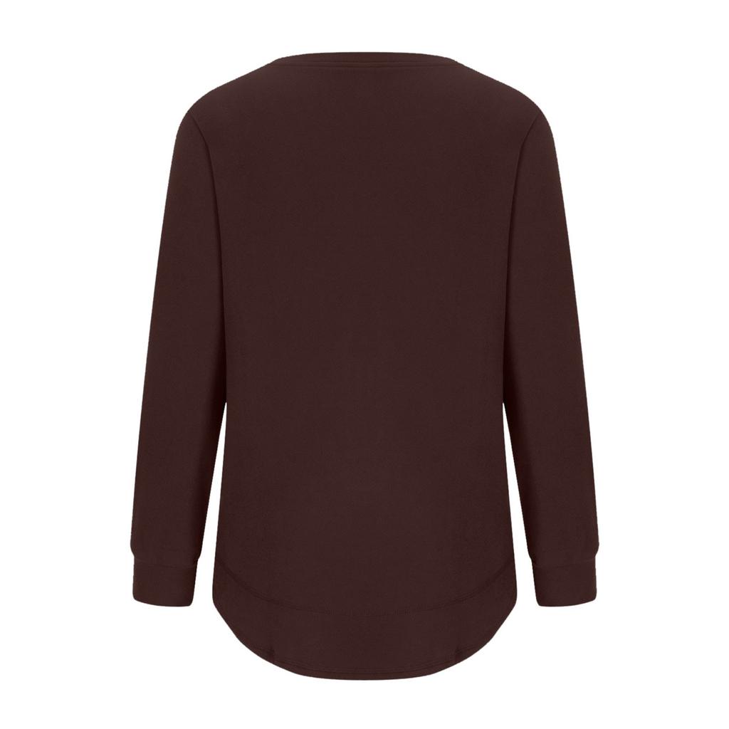 Women's Round Neck Long Sleeve Bottoming Shirt Top Warm Top Casual Sweatshirt