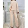 Women's V-Neck Color Block Pajama Set - Long Sleeve & Pants, Comfortable and Stylish, Spring Collection