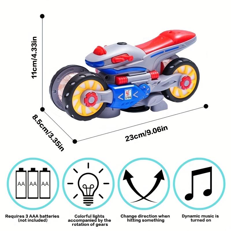 Stunt rotating motorcycle model, universal electric toy 360° rotation, pleasant music, safe ABS material excluding batteries and, Christmas,