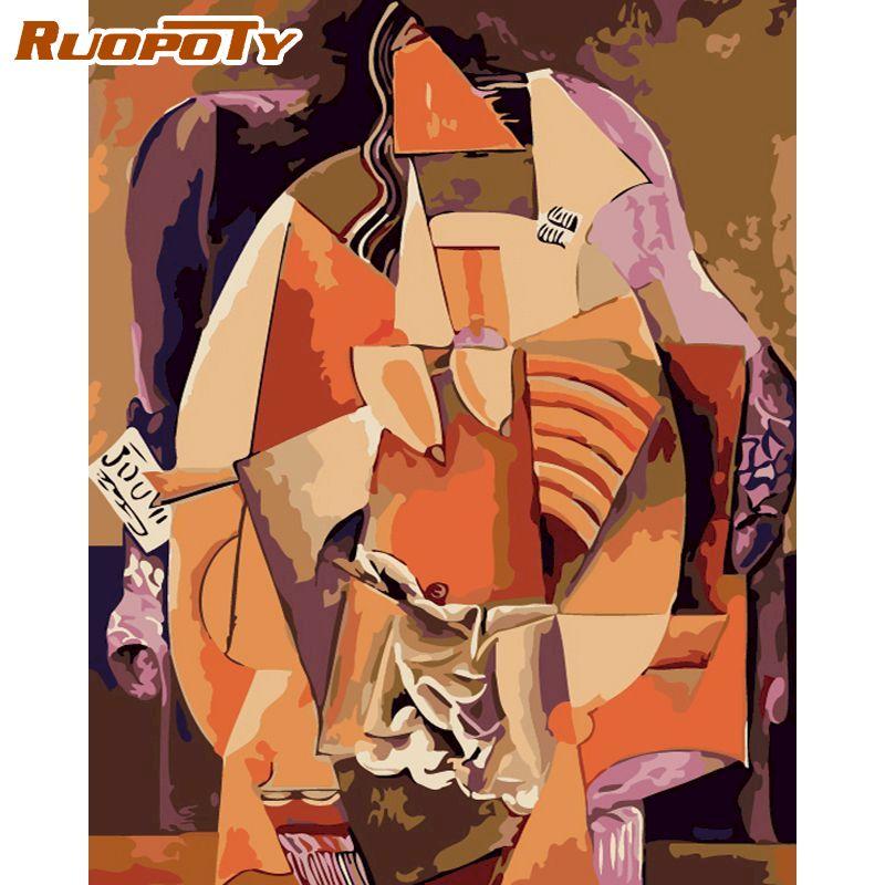 RUOPOTY Frameless Abstract Painting Colorful Oil Painting DIY Painting By Numbers Modern Wall Art Picture Hand Painted For Wall Decoration 40x50cm