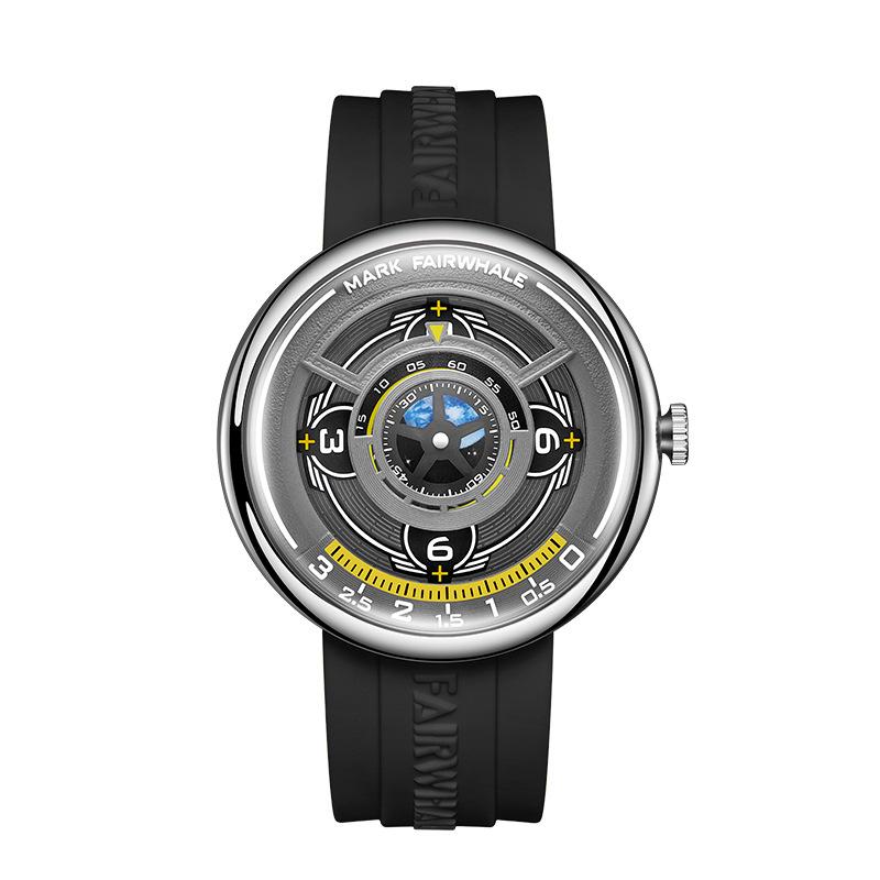 

Mark Fairwhale 5990 Fashion Quartz Watches for Man Creative Design Waterproof Silicone Strap Luminous Sports Men s Casual Watch чорний