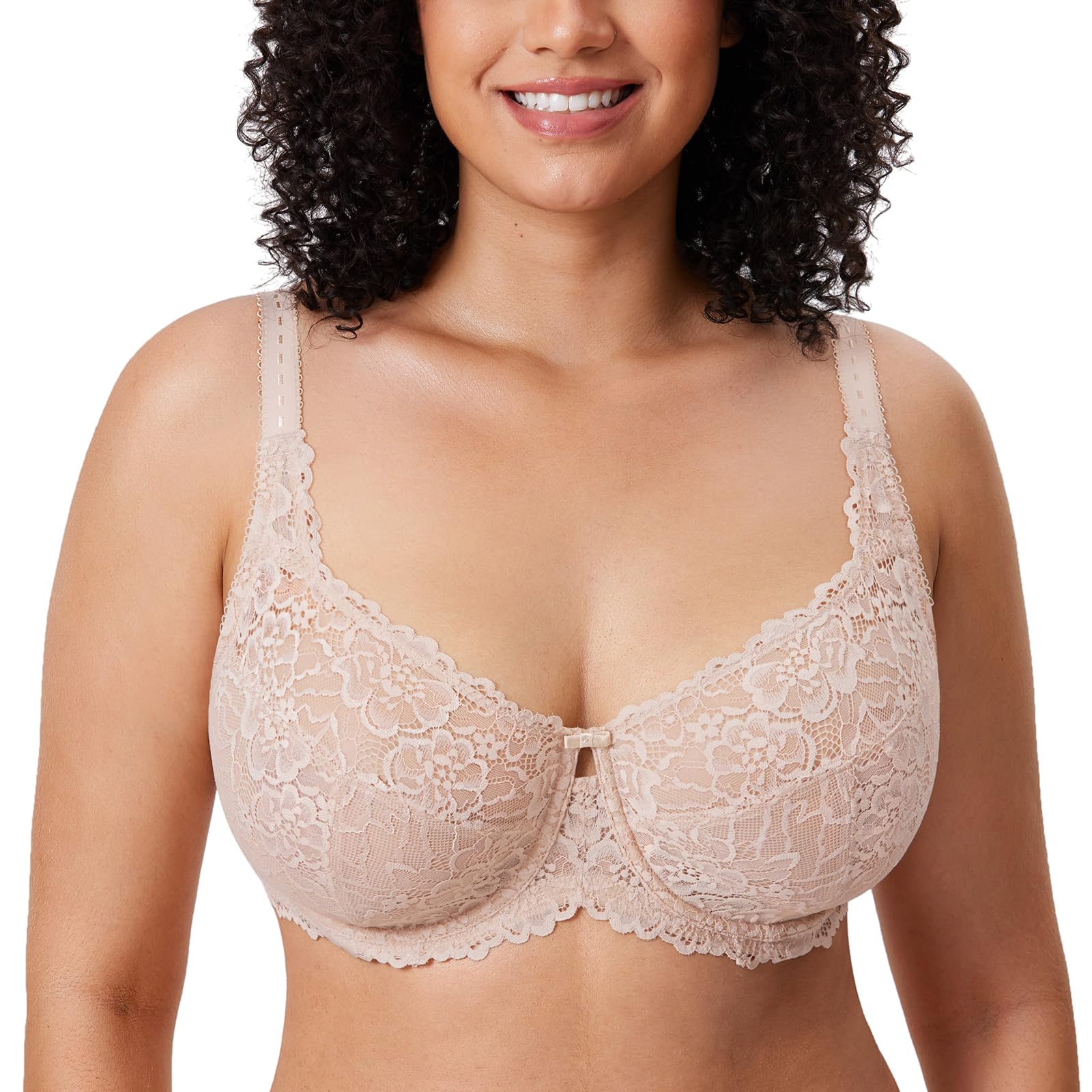 

Large Size Floral Glamour No Sexy Lace Makes Bust Look H85 [DELIMIRA] Bra, Lace, Bust, Underwired, Pads, Bra, Smaller, Beige,